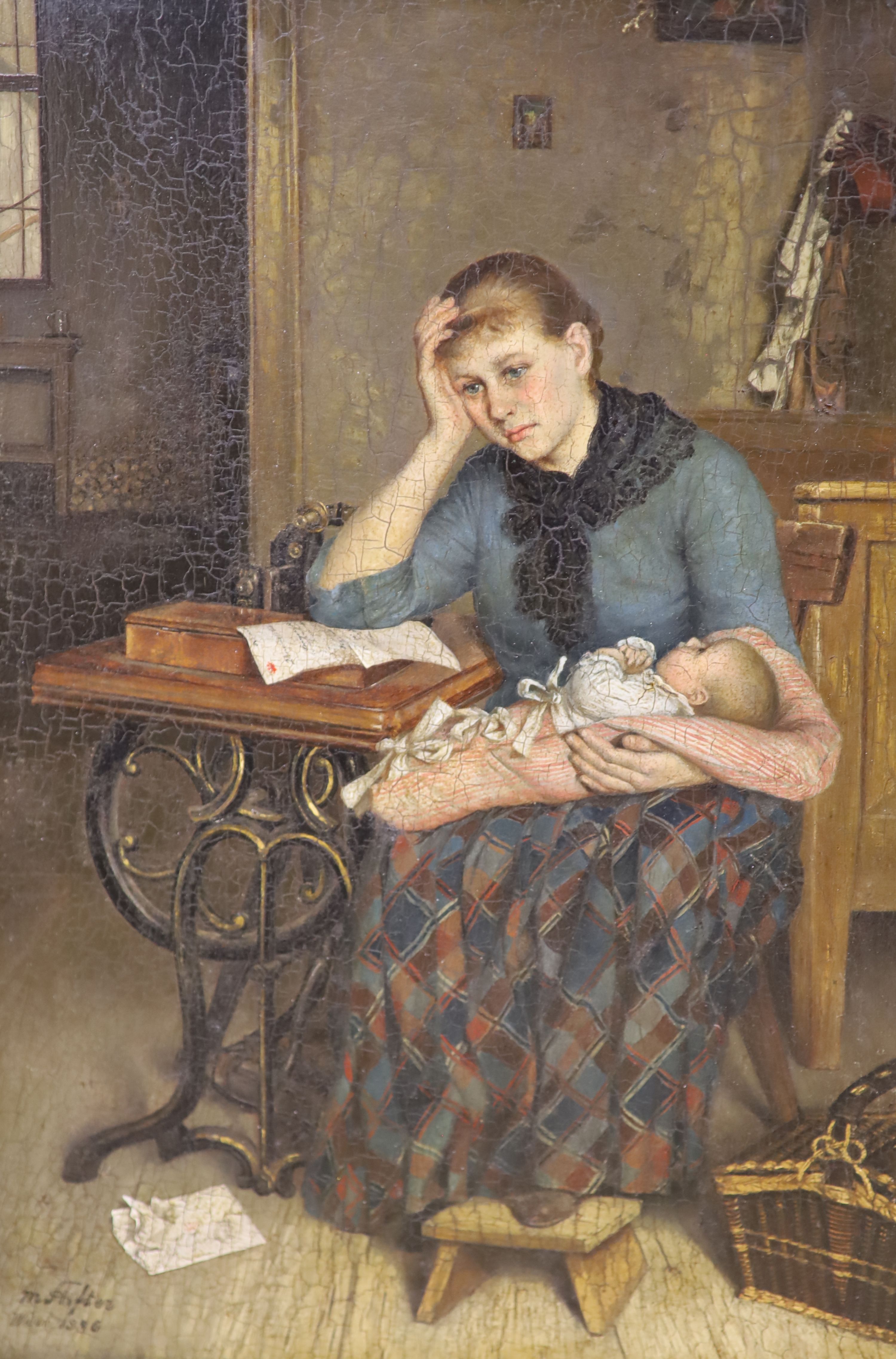 19th century Austrian School, oil on panel, ‘The Letter’, indistinctly signed and dated Wien 1886, 29 x 20cm